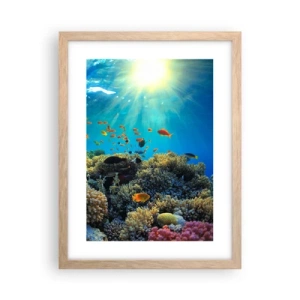 Affisch i ram av ljusek - Undervatenskatter - 30x40 cm