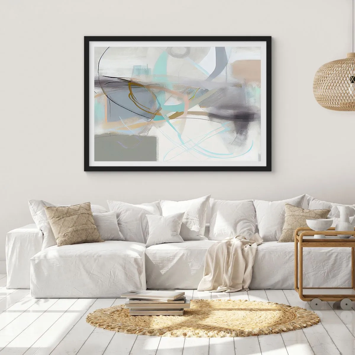 Affisch i svart ram - Dimmig abstraktion - 100x70 cm