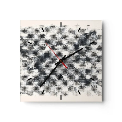 Väggklocka - Klocka på glas - Dimmig komposition - 40x40 cm