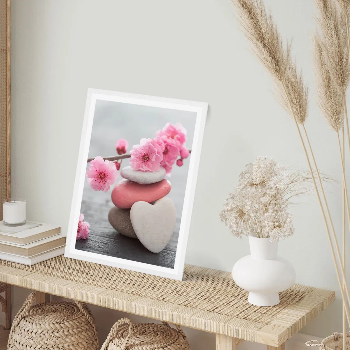 Affisch i vit ram - Salighet med körsbärsblomma - 70x100 cm