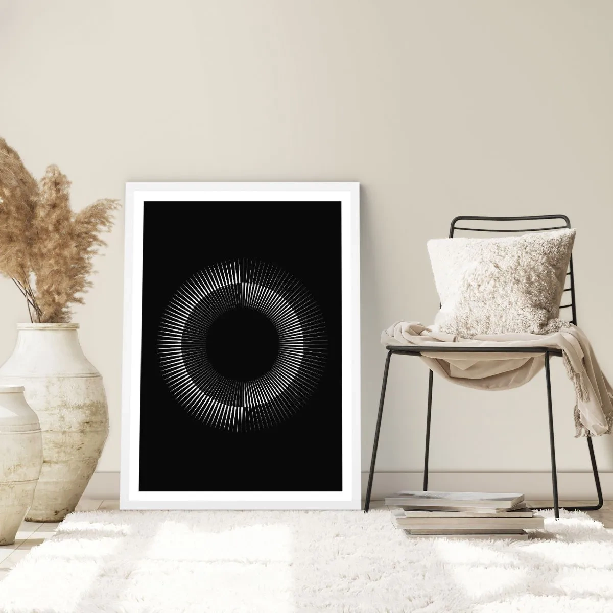 Affisch i vit ram - Svart sol - 61x91 cm