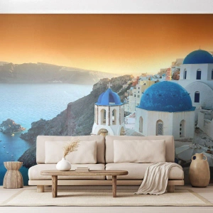 Fototapet Premium Canvas - Santorini - inbäddat i berg - Landskap, Grekland, Santorini - 300x210 cm