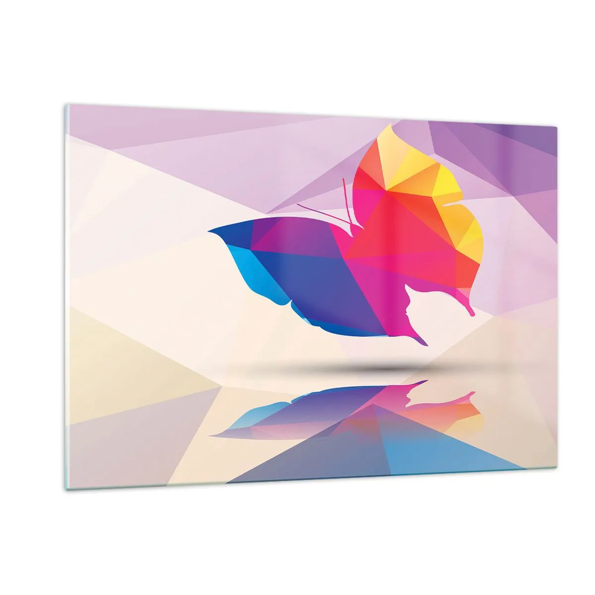 Glastavla - Bild på glas - Fjärilregnbåge - 120x80 cm