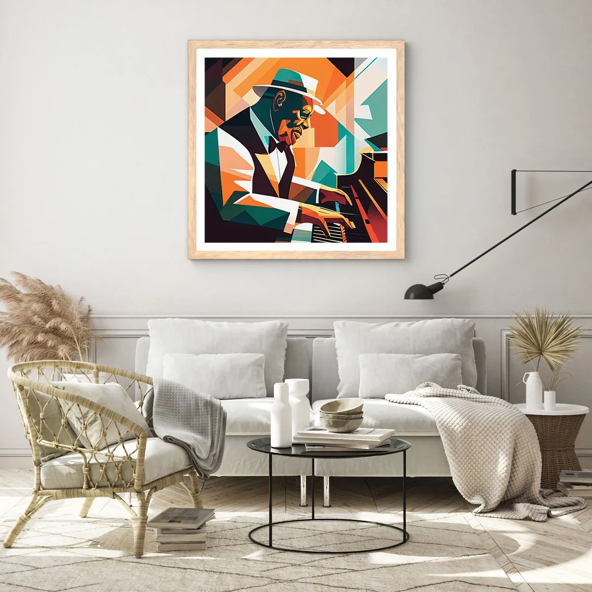 Affisch i ram av ljusek - Allt som är jazz - 50x50 cm