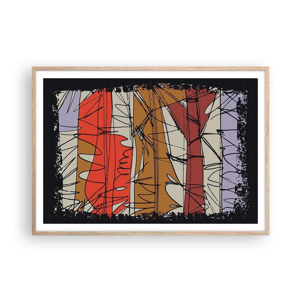 Affisch i ram av ljusek - Spontan komposition - 100x70 cm