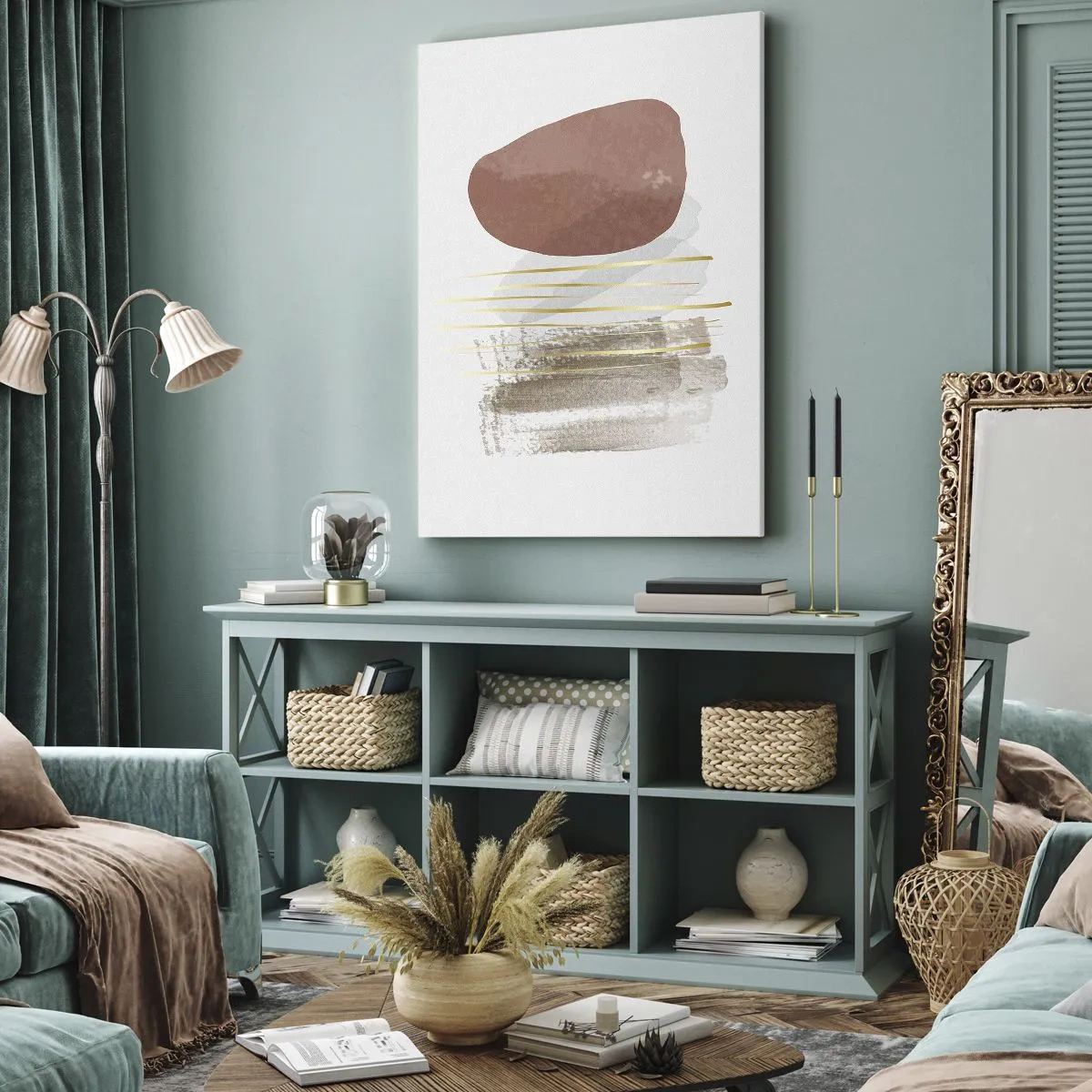 Canvastavla - Bild på duk - Abstrakt pelargång - 55x100 cm