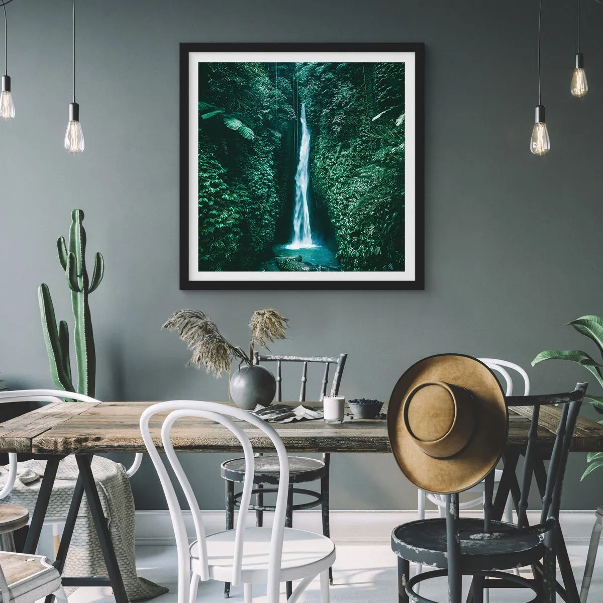 Affisch i svart ram - Tropisk spa - 50x50 cm