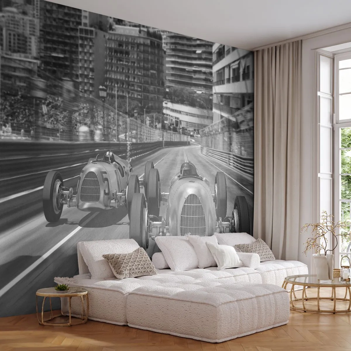 Fototapet Standard Eco - För länge sedan i Monte Carlo - Bil, Lopp, Årgång - 400x280 cm
