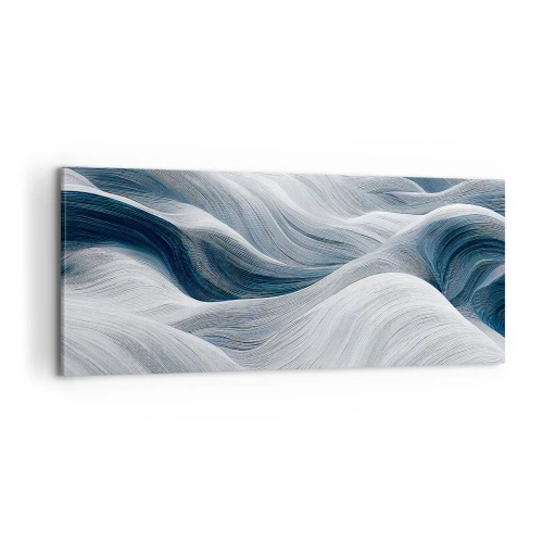 Canvastavla - Bild på duk - Vitblåa vågor - 100x40 cm