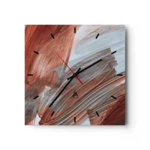 Väggklocka - Klocka på glas - Höst- och blåsig abstraktion - 30x30 cm