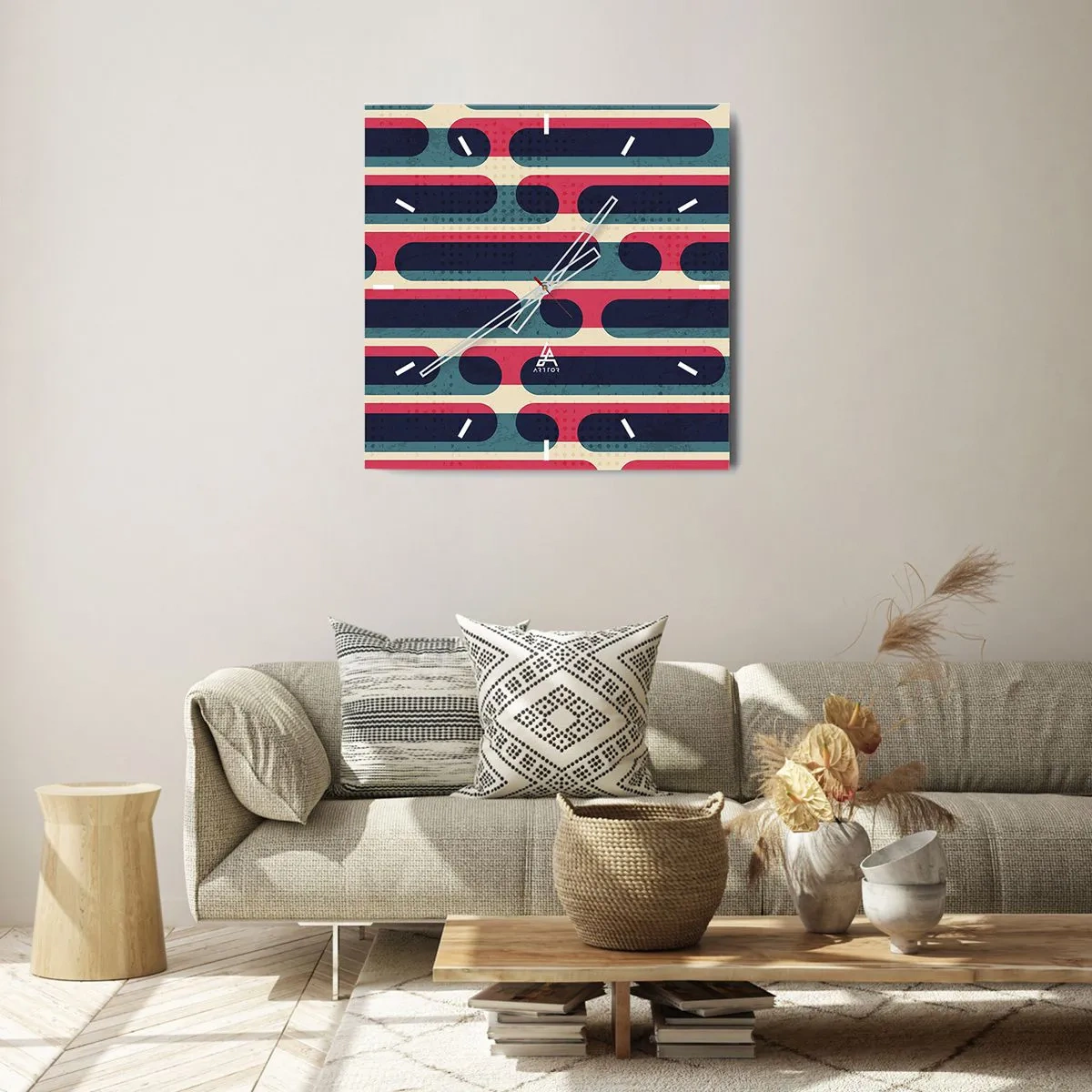 Väggklocka - Klocka på glas - In och framåt - 40x40 cm