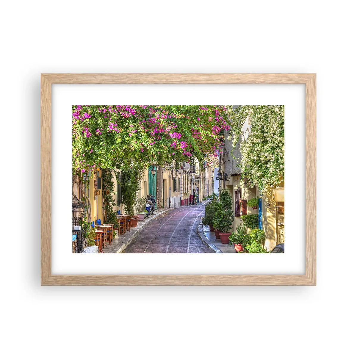 Affisch i ram av ljusek - Blommande gata - 40x30 cm