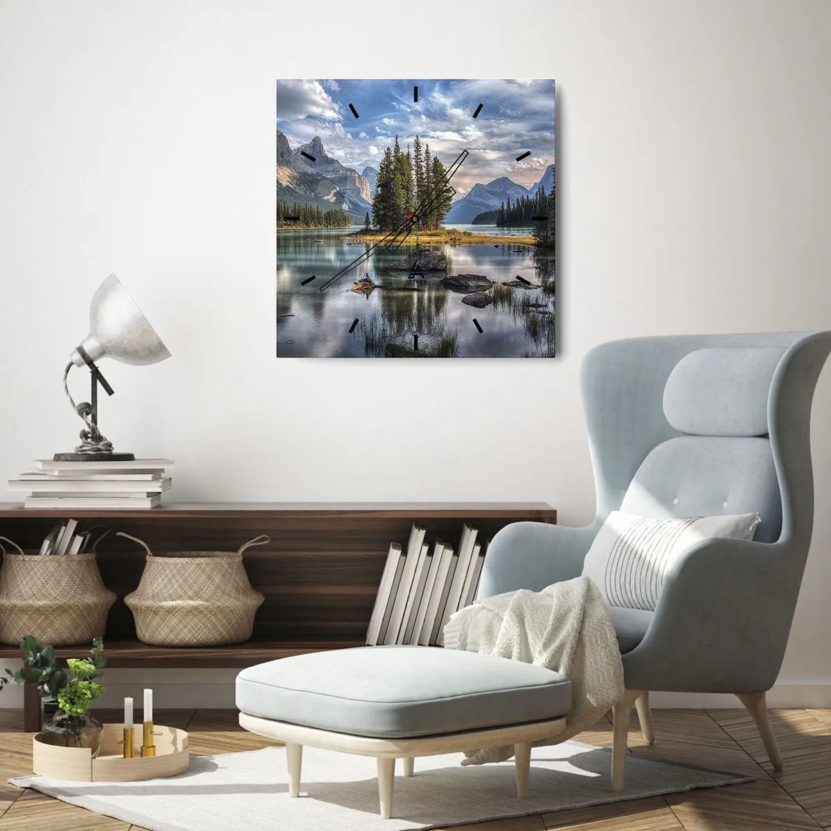 Väggklocka - Klocka på glas - Vid stort och rent vatten - 30x30 cm