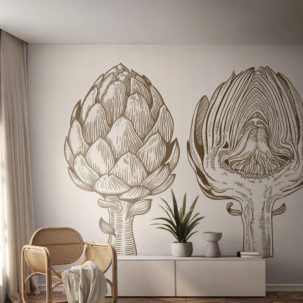 Självhäftande Fototapet Deluxe Sticker - Anatomilektion - Kronärtskocka, Kök, Grönsaker - 150x105 cm