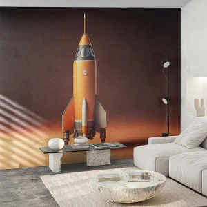 Fototapet Premium Sand - Det börjar med en dröm - En rymdraket, Penna, Vetenskap - 100x70 cm