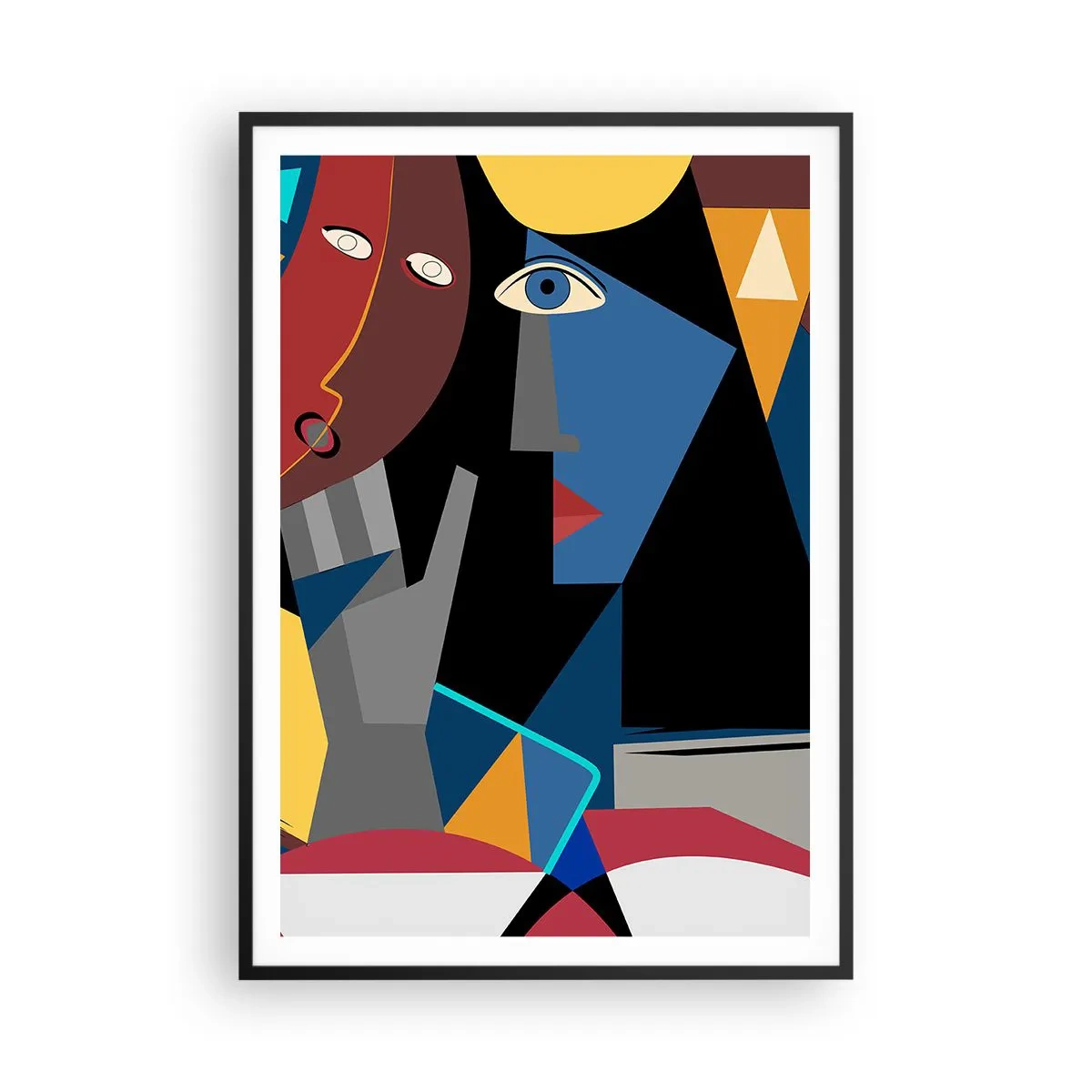 Affisch i svart ram - Kubistiskt samtal - 70x100 cm