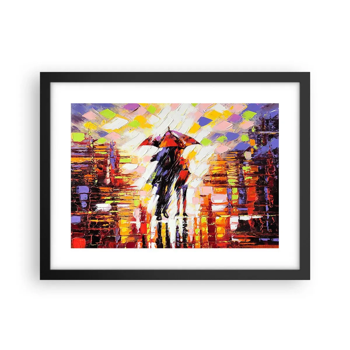 Affisch i svart ram - Tillsammans genom natten och regnet - 40x30 cm