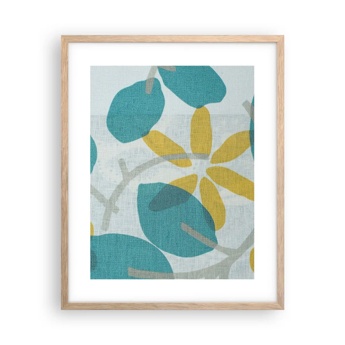 Affisch i ram av ljusek - Bland azurblå blad - 40x50 cm