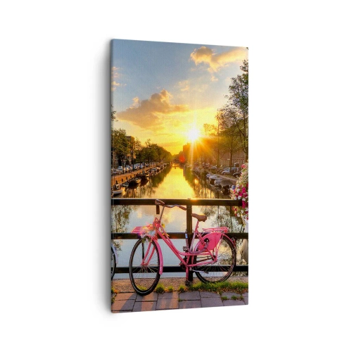 Canvastavla - Bild på duk - Vårmorgon i Amsterdam - 45x80 cm
