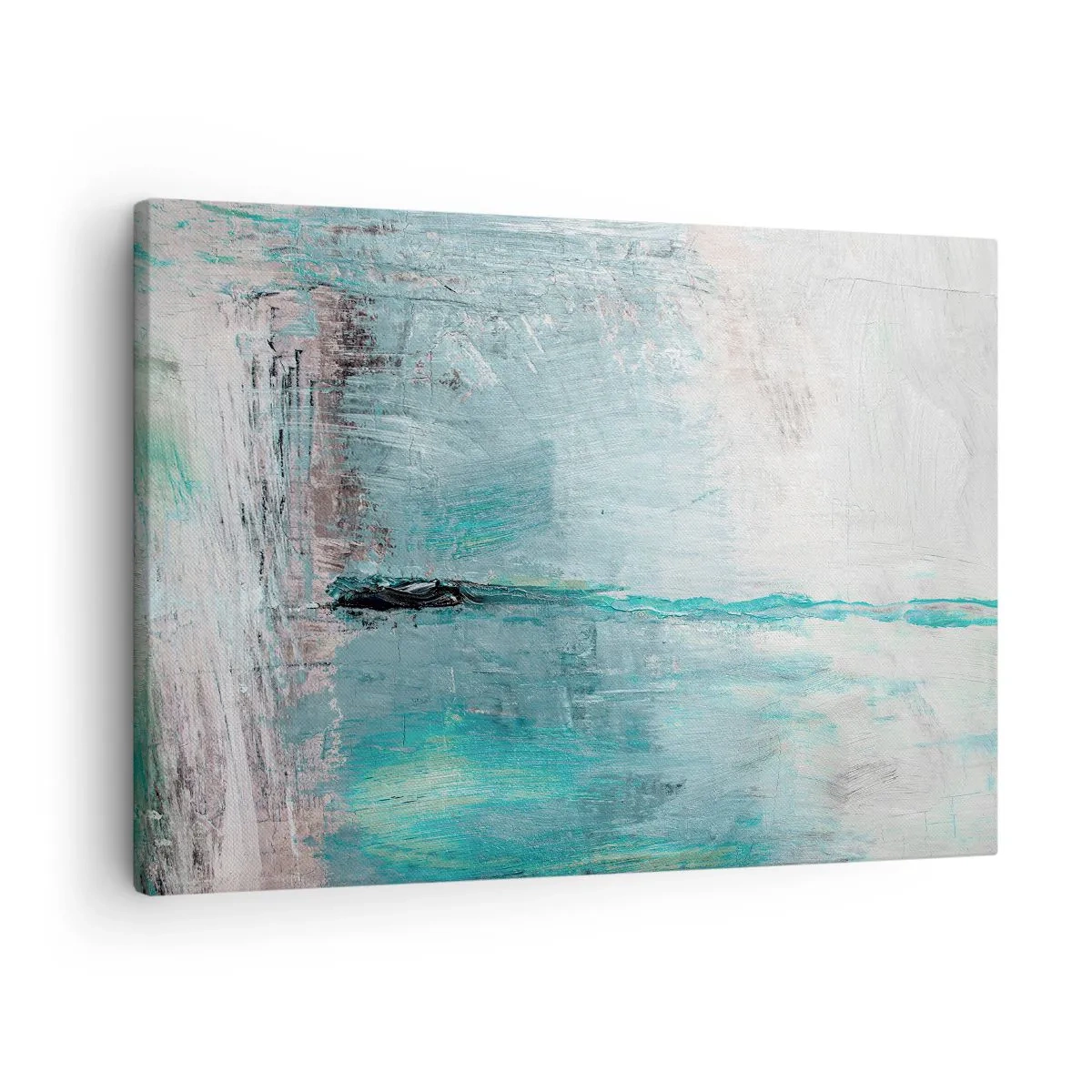 Canvastavla - Bild på duk - Abstraktion i nyanser av turkos och grått - 70x50cm - Horisontellt i blått - Modern väggdekoration för vardagsrum och sovrum ARTTOR