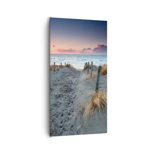 Canvastavla - Bild på duk - Utspilld skenregnbåge... - 65x120 cm