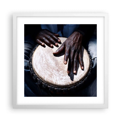 Affisch i vit ram - Lev efter din rytm - 40x40 cm