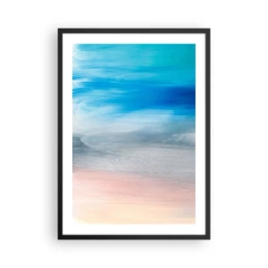 Affisch i svart ram - En abstrakt komposition i nyanser av blått, grått och beige. - 50x70cm - Element: luft - Modern väggdekoration för vardagsrum och sovrum ARTTOR