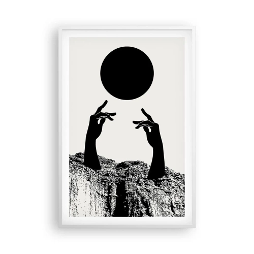 Affisch i vit ram - Surrealistisk komposition: solen och resten - 61x91 cm