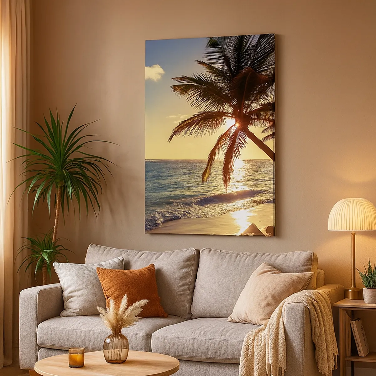 Canvastavla - Bild på duk - Sommar under palmträden - 50x70 cm