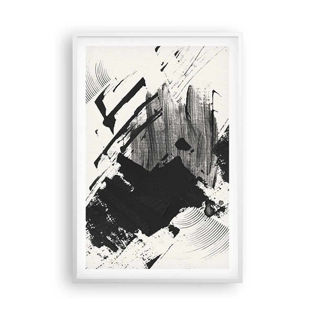Affisch i vit ram - Abstraktion - uttrycket av svart - 61x91 cm
