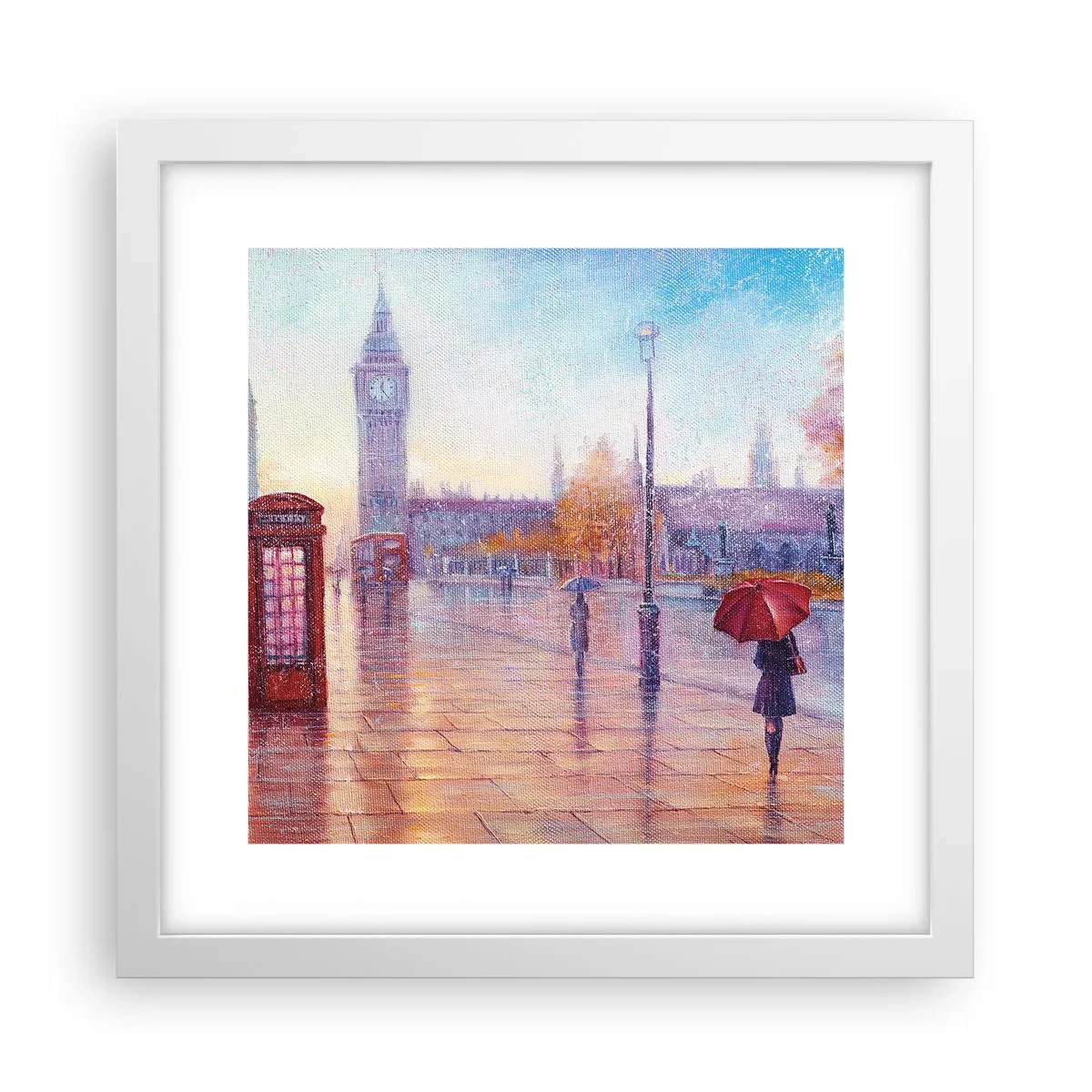Affisch i vit ram - Höstdag i London - 30x30 cm