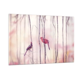 Glastavla - Bild på glas - Rosa skogens saga - 120x80 cm