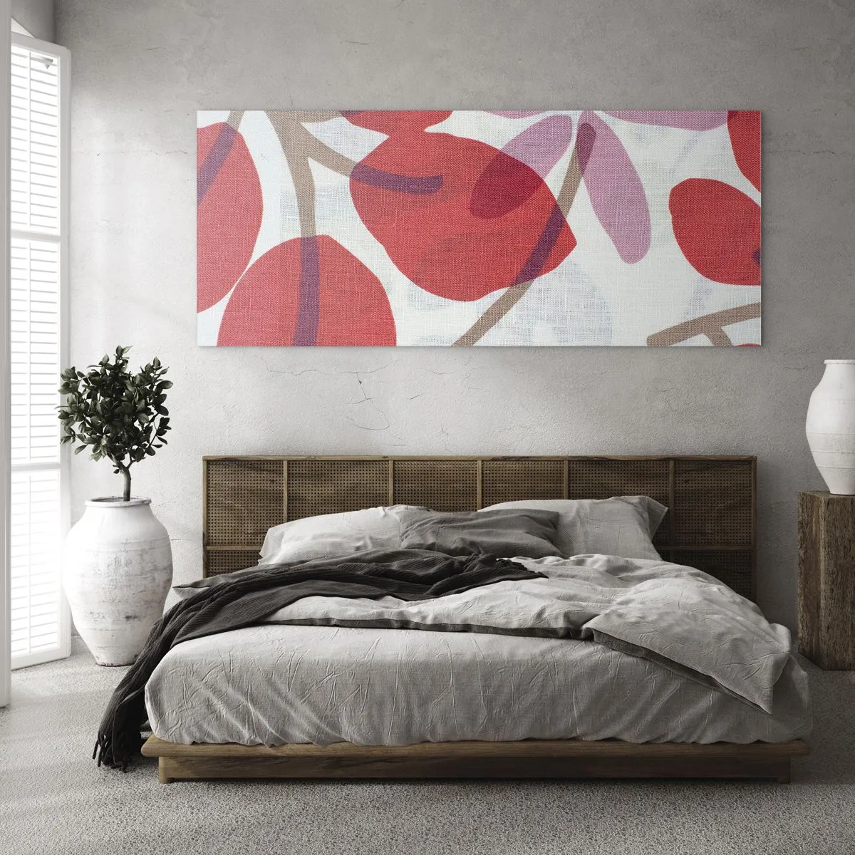 Glastavla - Bild på glas - Blomsterkomposition i rosa - 100x40 cm