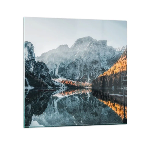 Glastavla - Bild på glas - Spegellandskap - 30x30 cm