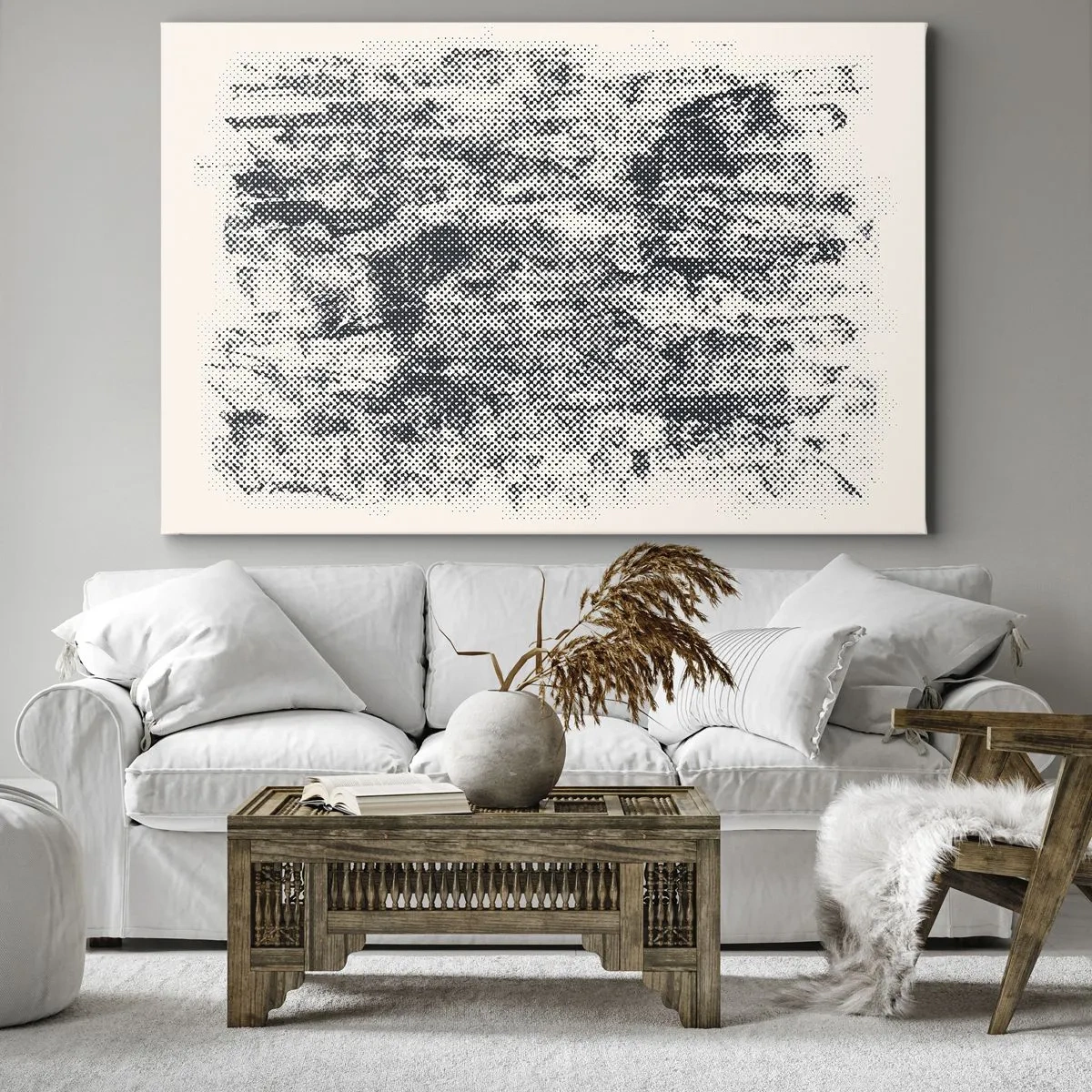 Canvastavla - Bild på duk - Abstrakt dimmig komposition i grå nyanser - 70x50cm - Dimmig komposition - Modern väggdekoration för vardagsrum och sovrum ARTTOR