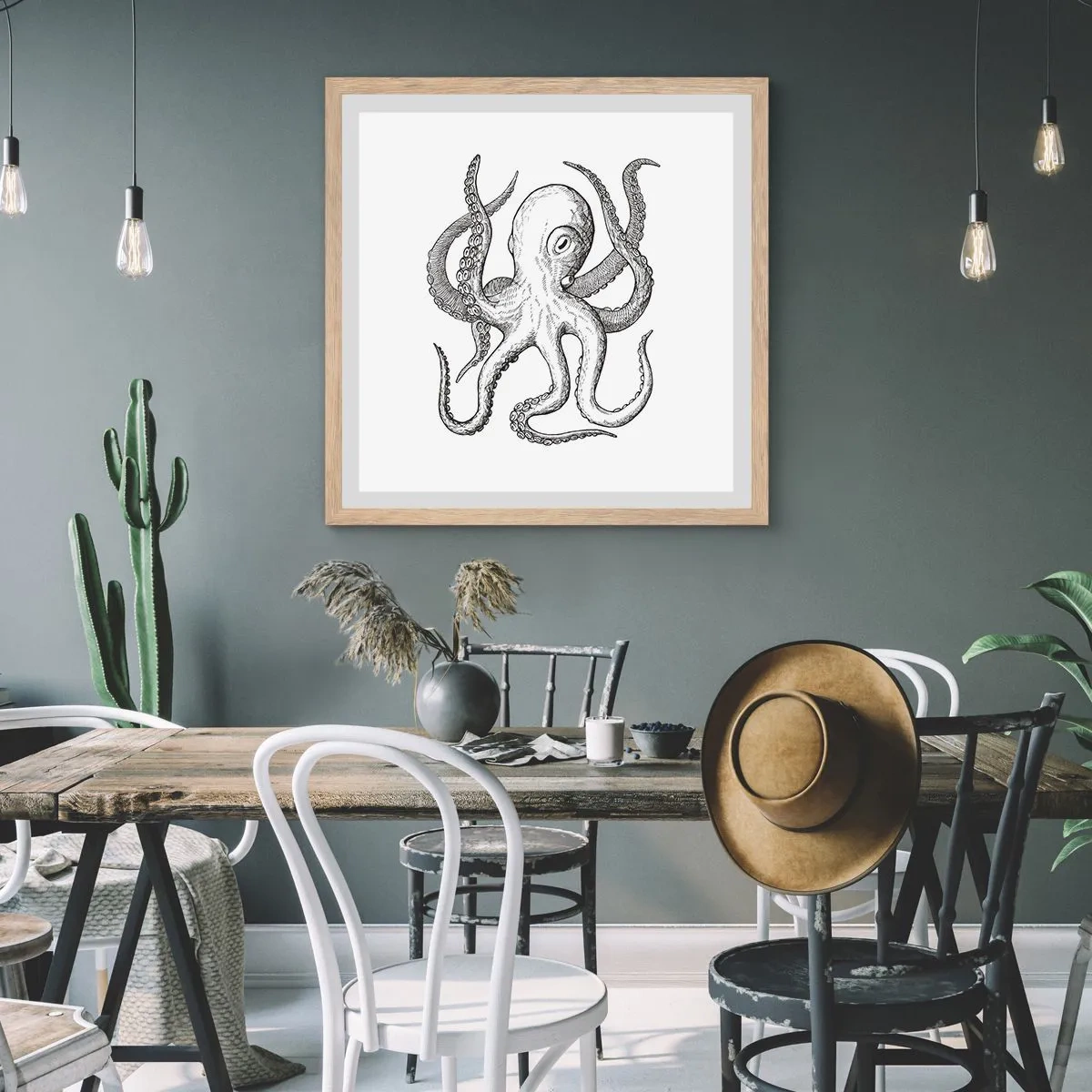 Affisch i ram av ljusek - Dansar med vågorna - 60x60 cm