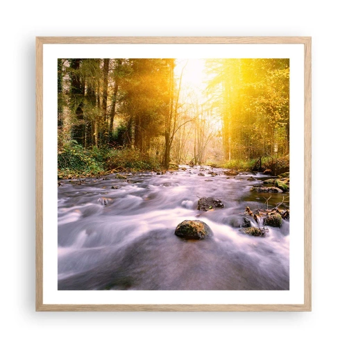 Affisch i ram av ljusek - Malakit i silver-guld infattning - 60x60 cm