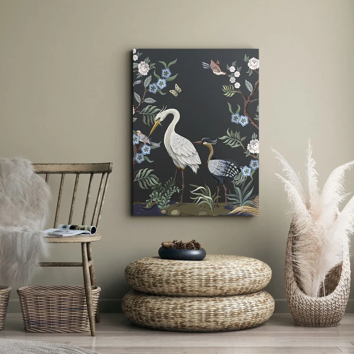 Canvastavla - Bild på duk - Fågelparad - 45x80 cm