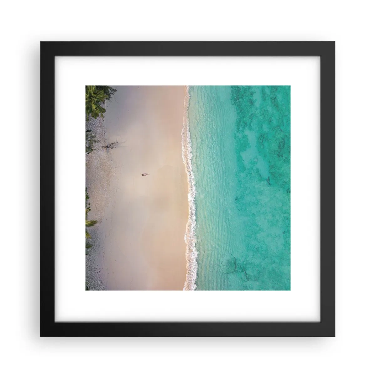 Affisch i svart ram - En strand i paradiset - 30x30 cm