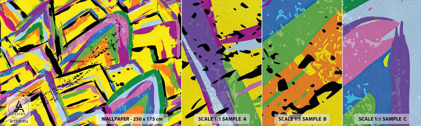 Provbit av fototapet Premium Sand - Skriker av glädje - Abstraktion, Bit, Målning - 100x30 cm