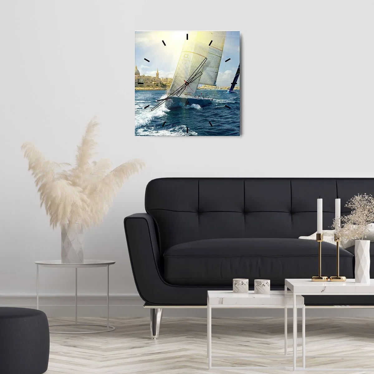 Väggklocka - Klocka på glas - Dags att lämna staden - 40x40 cm