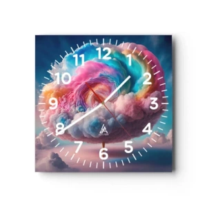 Väggklocka - Klocka på glas - En dröm om en nöjespark - 30x30 cm