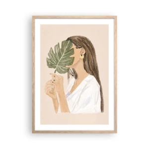 Affisch i ram av ljusek - Mystiskt porträtt med solfjäder - 50x70 cm