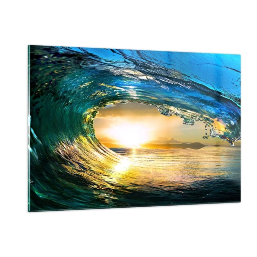 Glastavla - Bild på glas - I smaragd-guld kristall - 120x80 cm