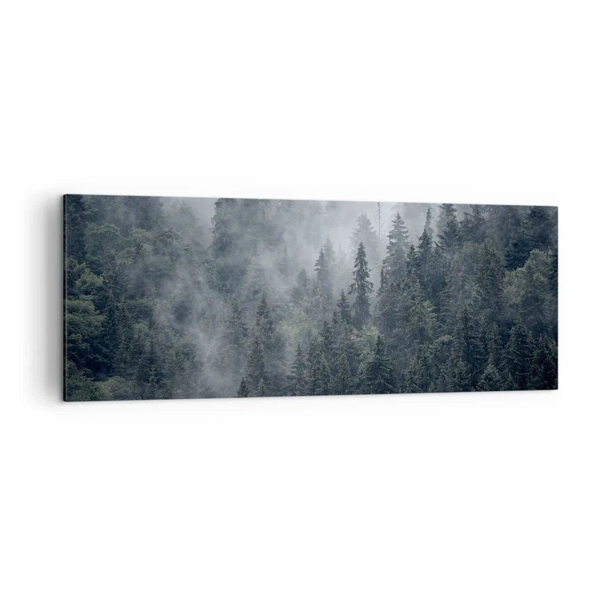 Canvastavla - Bild på duk - Gryning i skogen - 140x50 cm