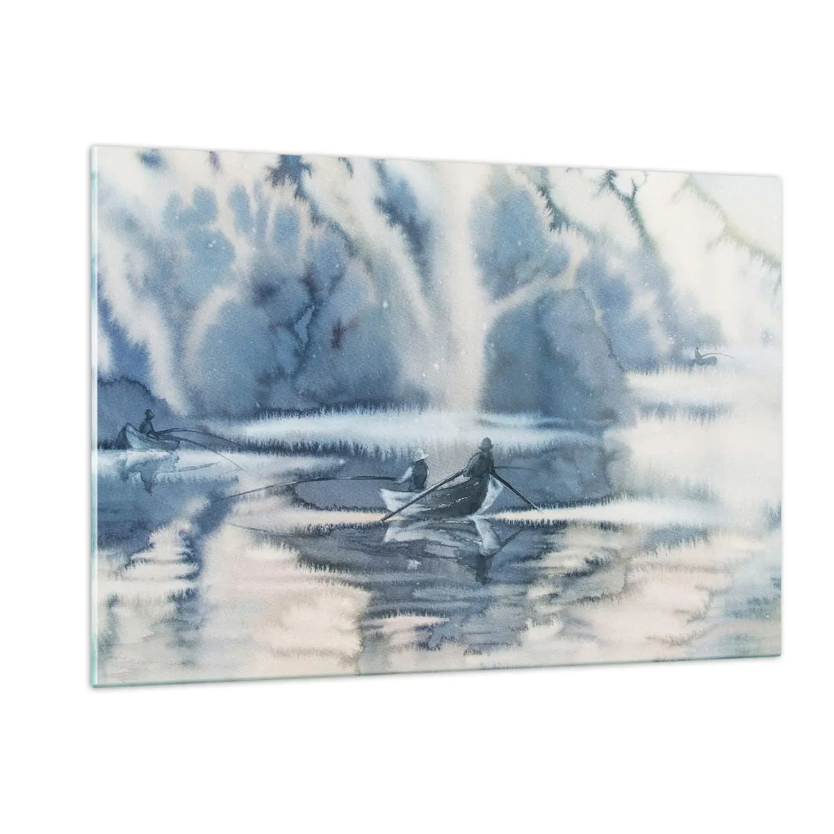 Glastavla - Bild på glas - Sportfiskare i sitt paradis - 120x80 cm