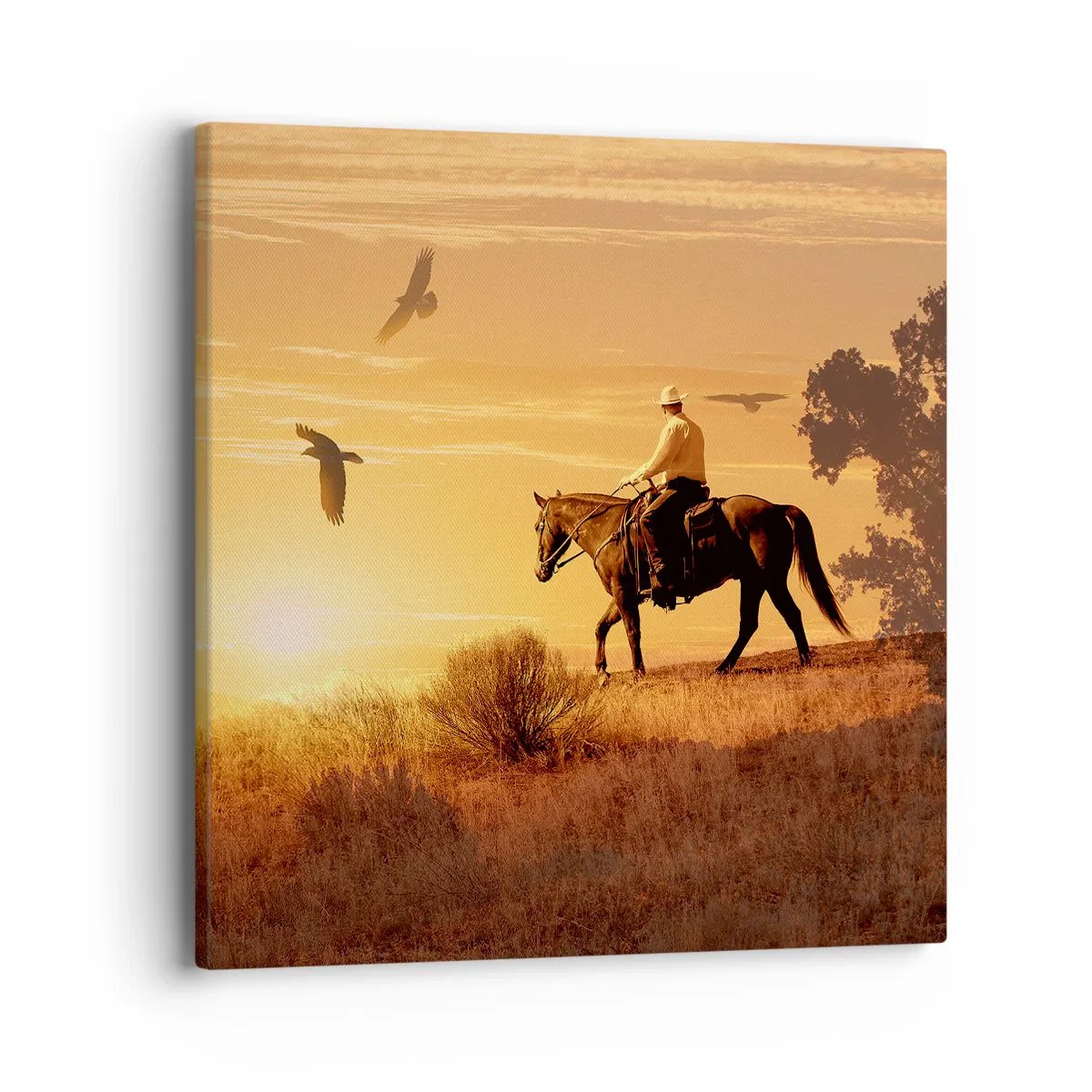 Canvastavla - Bild på duk - Ensamt genom prärien - 40x40 cm