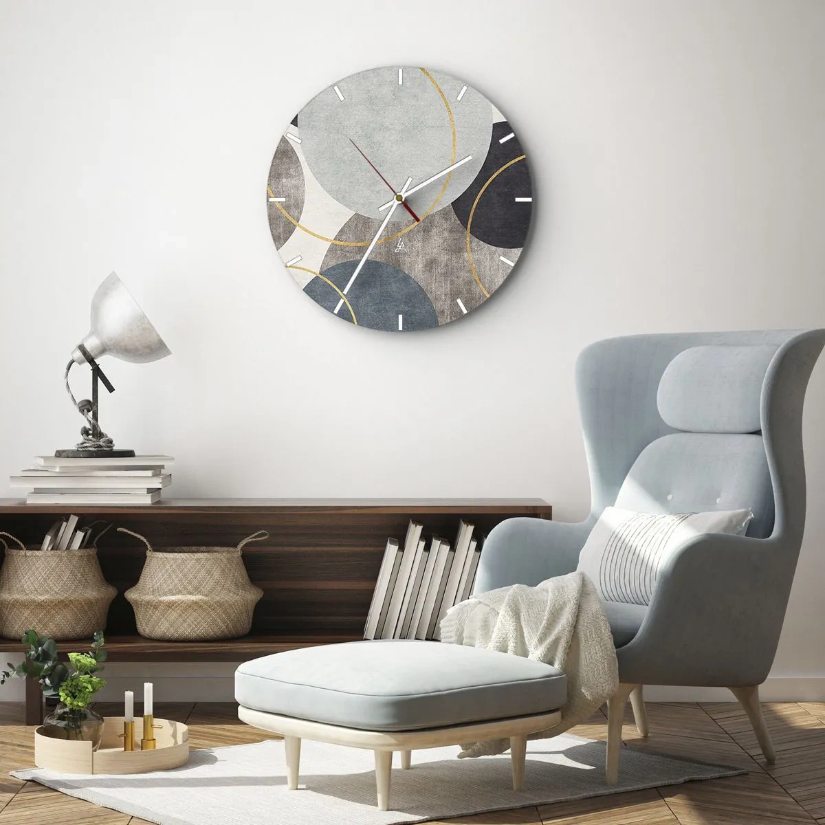 Väggklocka - Klocka på glas - Cirkel efter cirkel - 40x40 cm