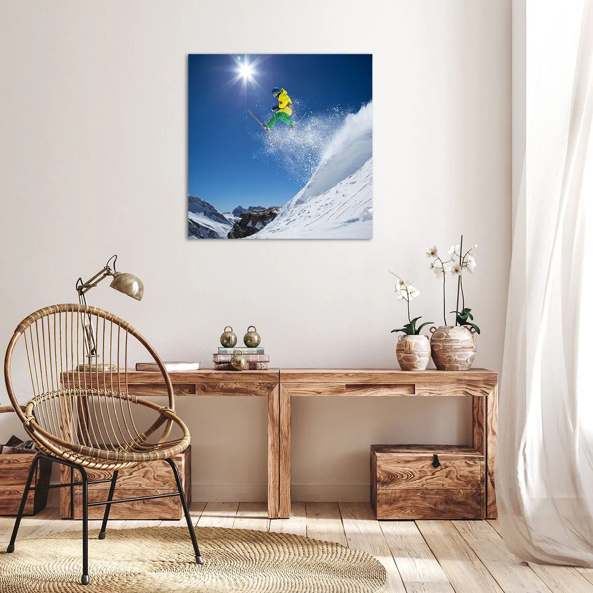 Canvastavla - Bild på duk - Dansar med fjällen - 40x40 cm
