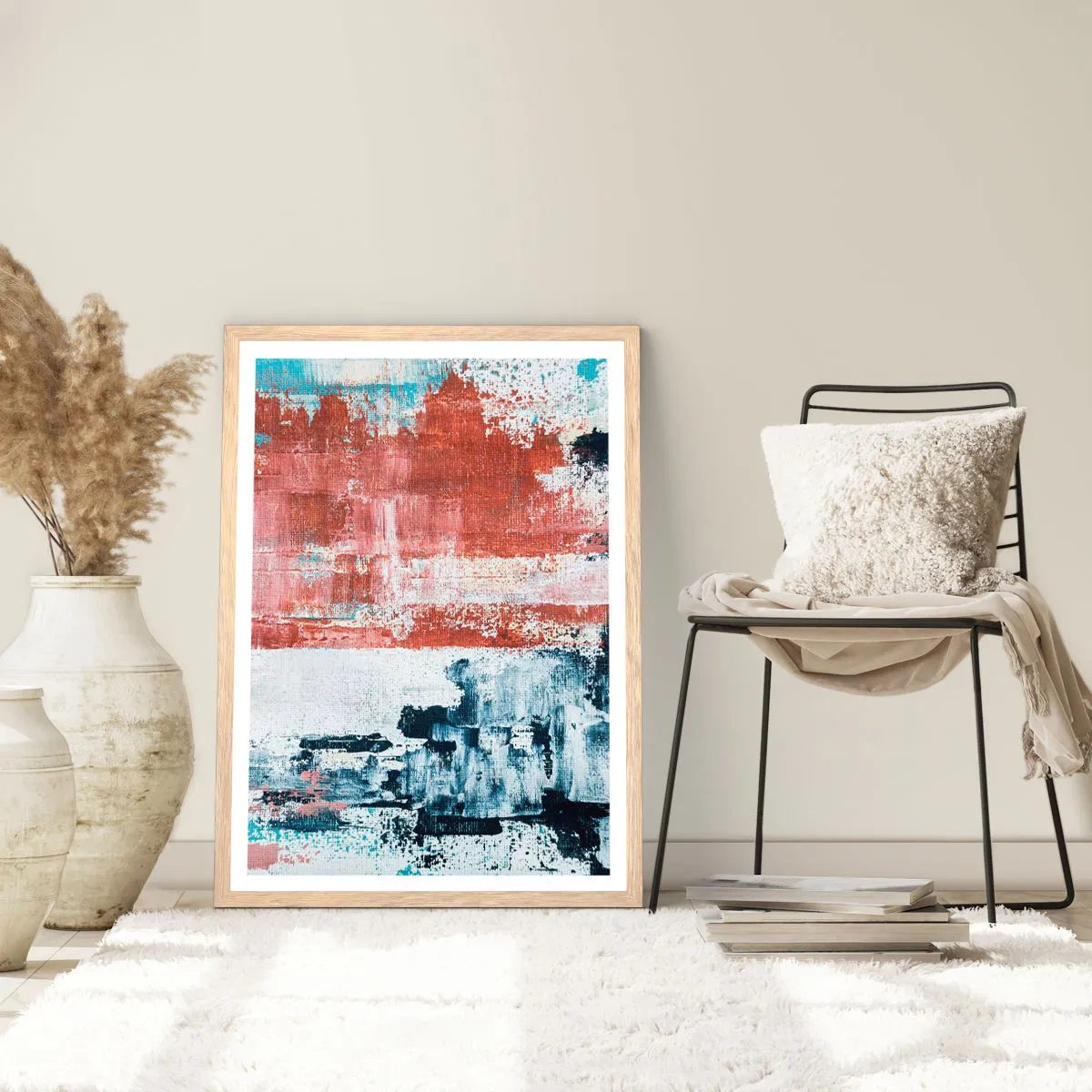 Affisch i ram av ljusek - Abstrakt halvt om halvt - 50x70 cm